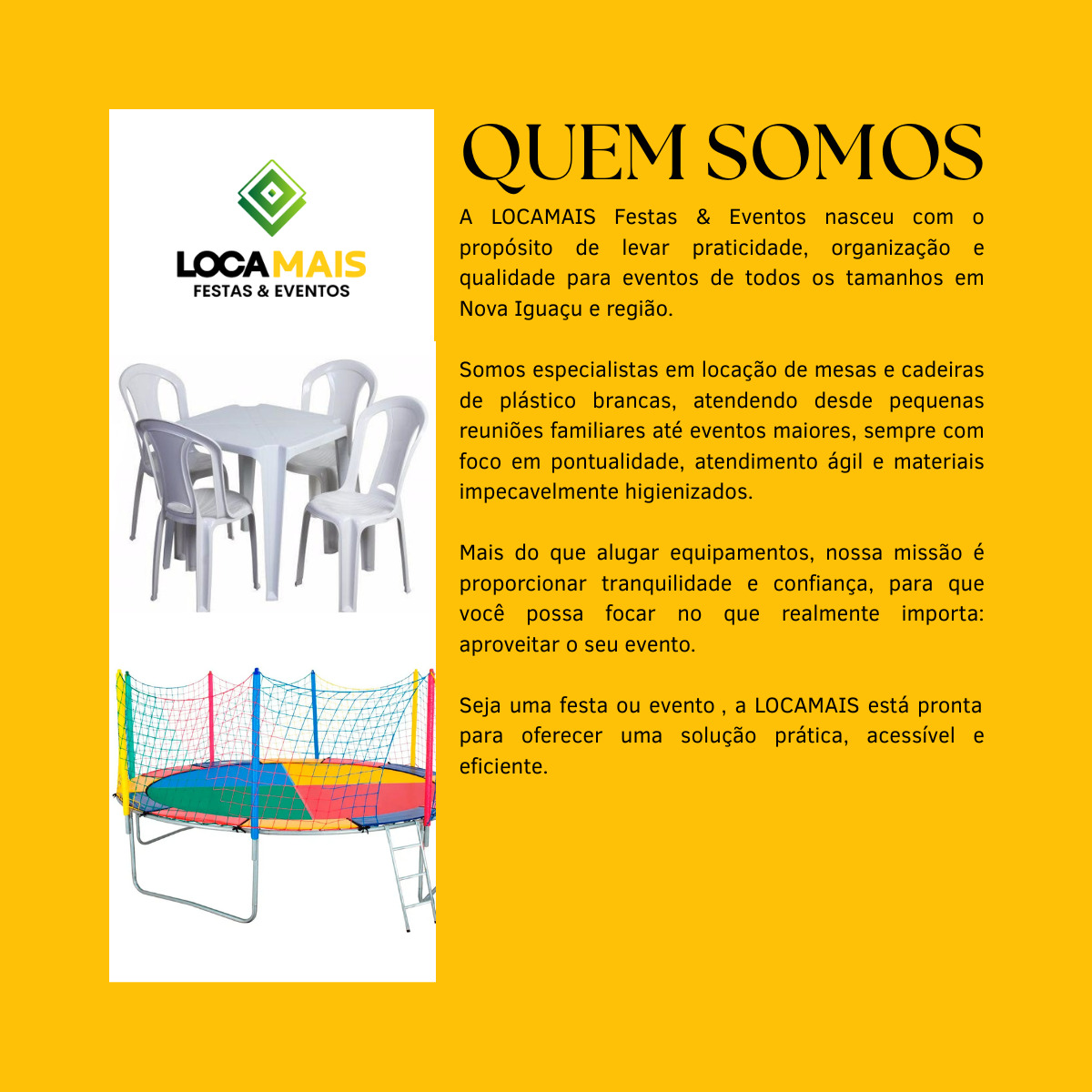 LOCAMAIS Festas & Eventos - empresa de aluguel de mesas e cadeiras no Rio de Janeiro